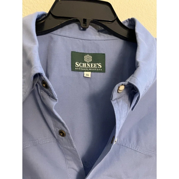 SCHNEE'S Men's Long Sleeve Blue Button up Shirt SIZE XXL - Picture 2 of 7